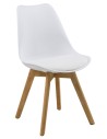 Chaise RINA Blanche avec coussin / pieds chêne naturel