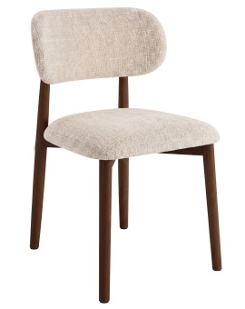 ALMO Beige (tissu Juto 4) / structure noyer teinté - CHAISE EN BOIS POUR SALON SALLE À MANGER CUISINE RÉTRO