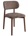 ALMO Brun Atténué (tissu Juto 24) / structure noyer teinté - CHAISE EN BOIS POUR SALON SALLE À MANGER CUISINE RÉTRO