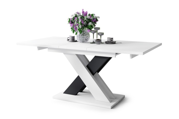 KARO Blanc Mat/Noir Mat - TABLE EXTENSIBLE MODERNE JUSQU'À 180 cm !