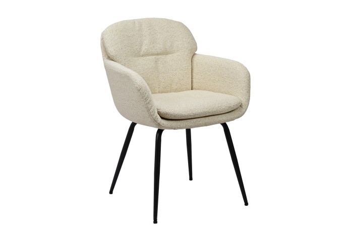 GEORGIA Crème (tissu Monza 90) - FAUTEUIL TAPISSÉ BOUCLÉ PIVOTANT MODERNE POUR SALON / SALLE À MANGER / BUREAU LOFT