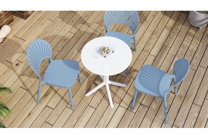 SOLEIL Bleue - CHAISE MODERNE POUR CUISINE, JARDIN, TERASSE DE CAFÉ (A EMPILER)
